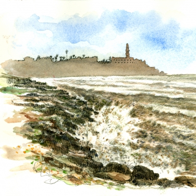 Click to see full size image of Jaffa from Tel Aviv Beach